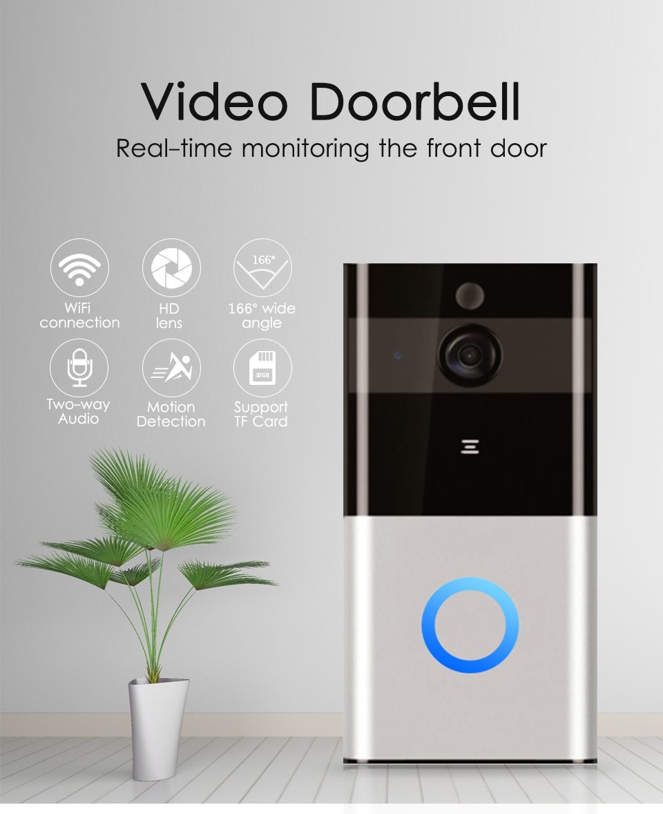 WiFi Visual Doorbell with Motion Sensor and Two-Way Audio