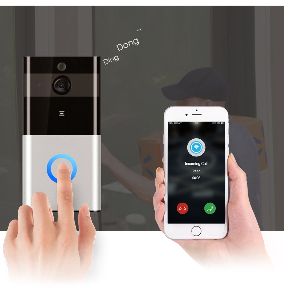 WiFi Visual Doorbell with Motion Sensor and Two-Way Audio