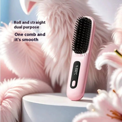 2-in-1 Hair Straightener Comb – Fast Heating, Portable