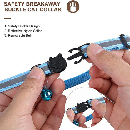 Anti-Lost Cat Dog Collar with Bell, Adjustable & Reflective