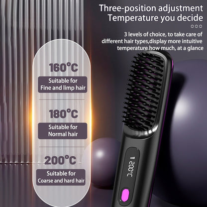 2-in-1 Hair Straightener Comb – Fast Heating, Portable